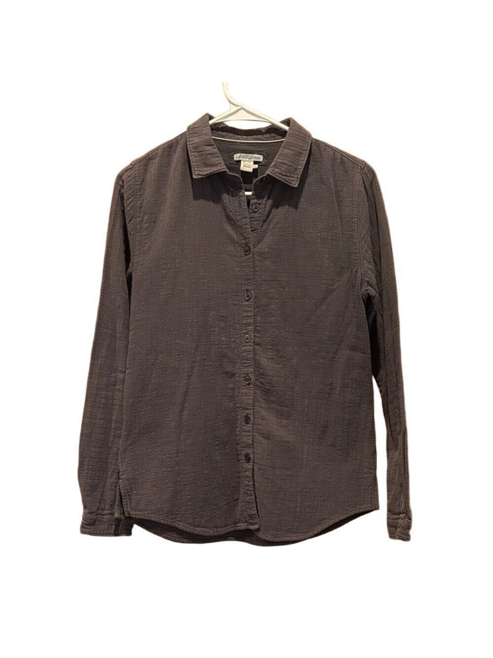 Carbon2Cobalt Grey Textured Long Sleeve Button Up 100% Cotton Women's Shirt XS